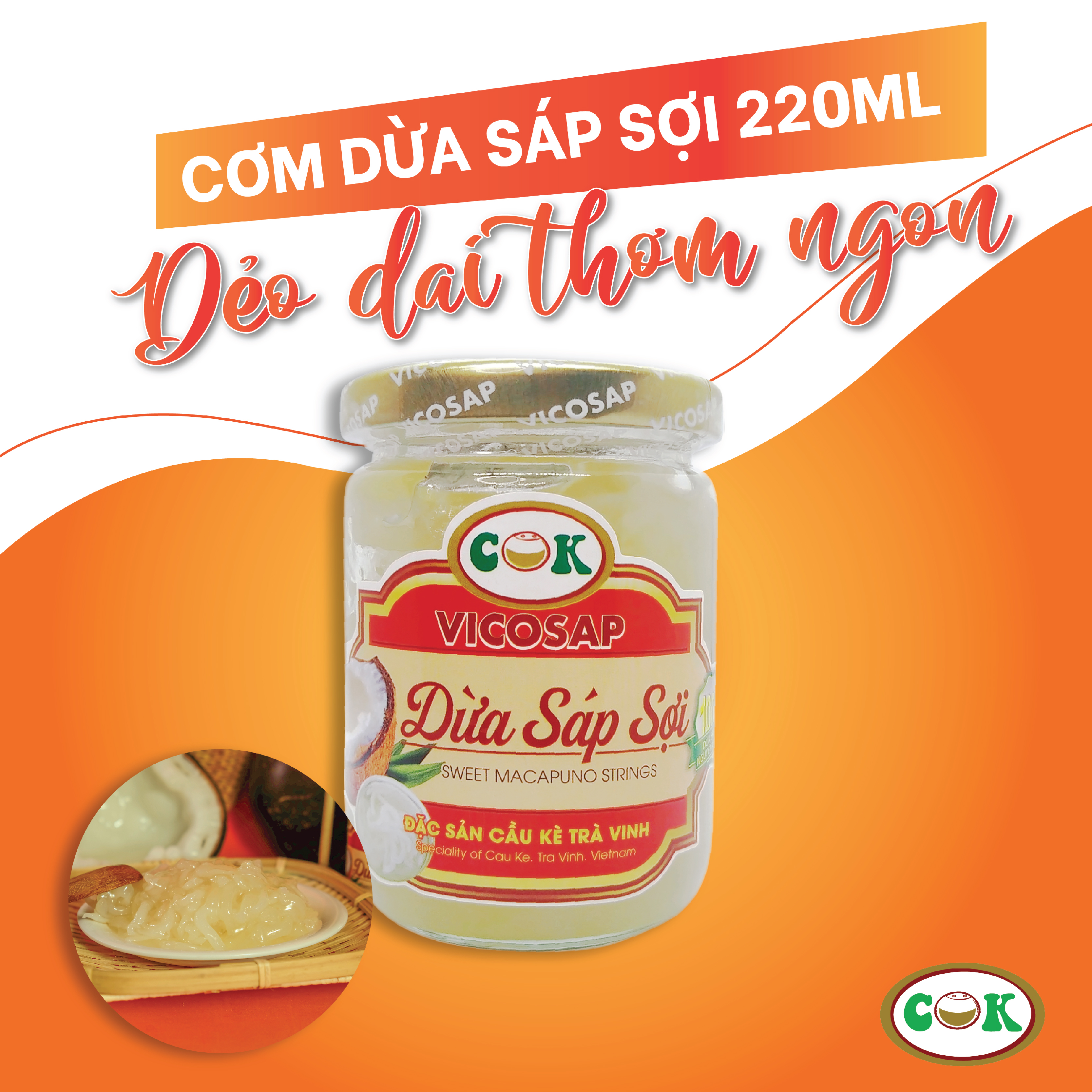 Cơm Dừa sáp sợi 220 ml