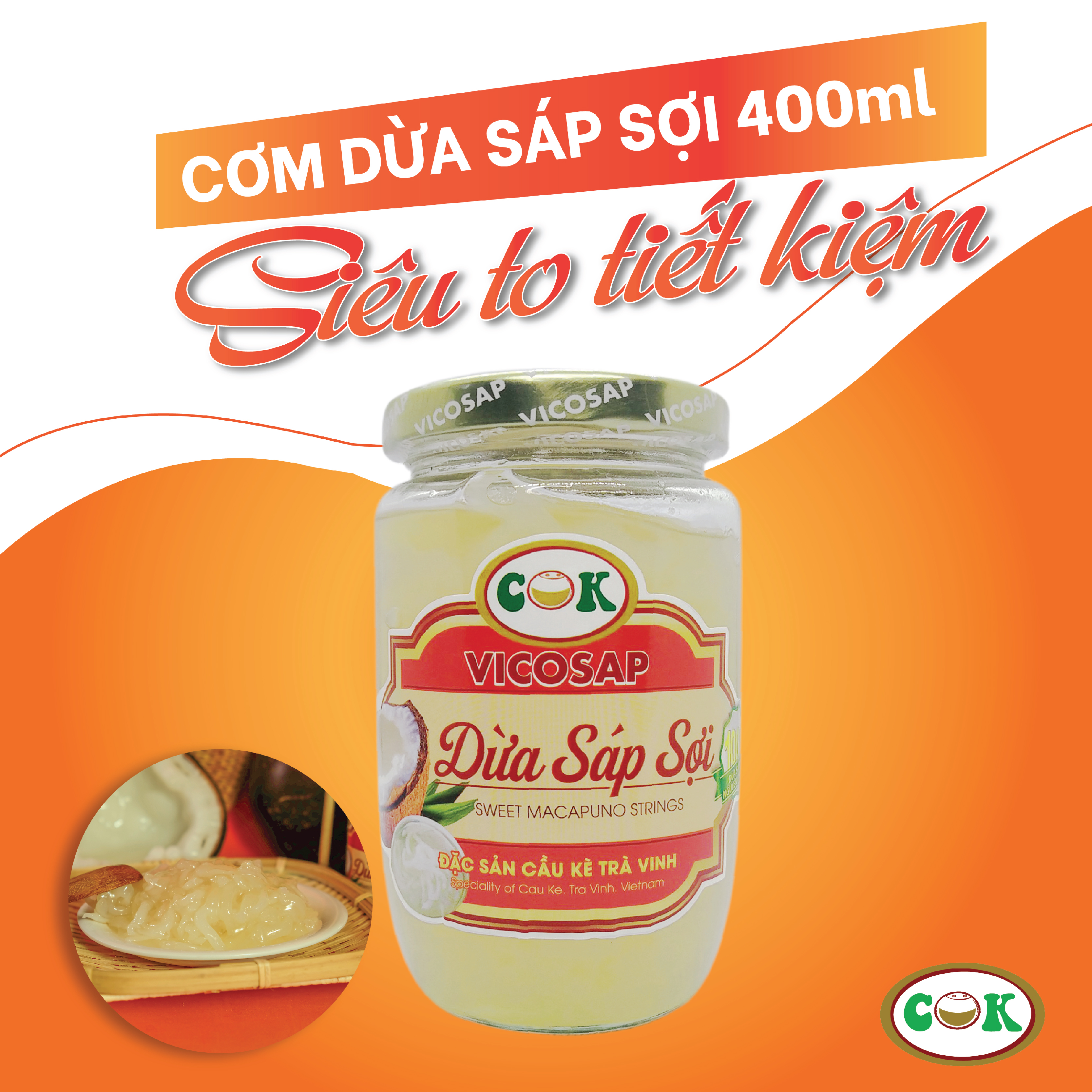 Dừa sáp sợi 400ml