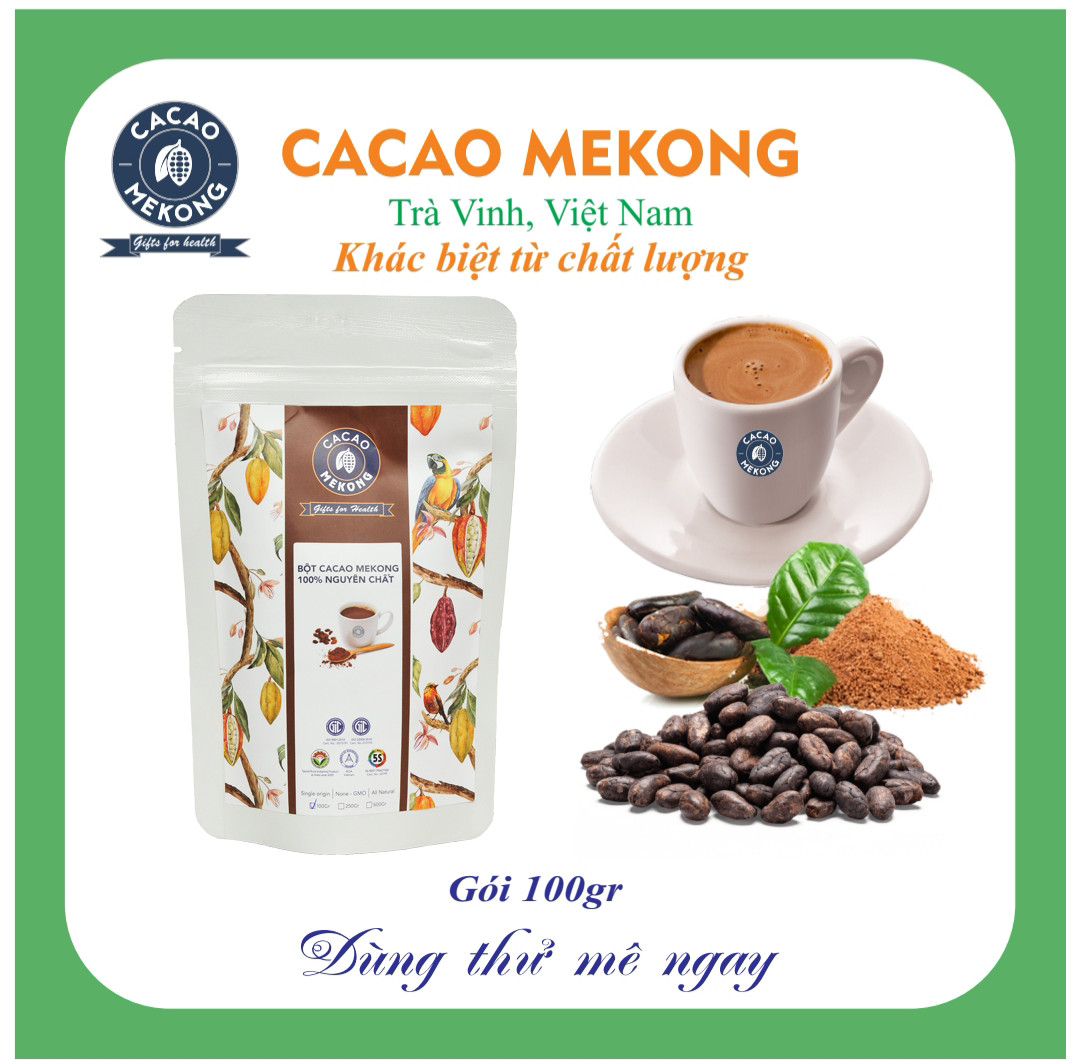 Bột Cacao Mekong Nguyên Chất túi 100g