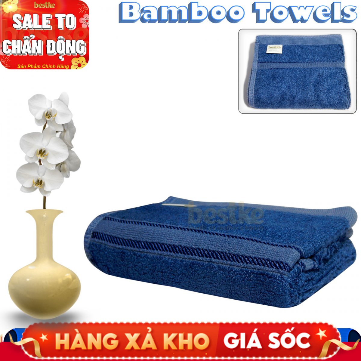 Combo 5 Khăn Gội Bamboo Bestke  màu xanh, 75*35 = 120g/cái