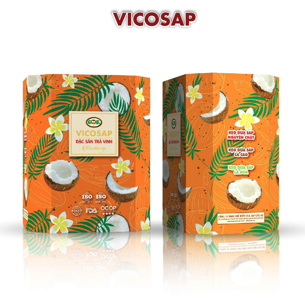 Kẹo Dừa Sáp mix 3 Vị Vicosap [Hộp 200g]